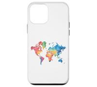 Mappa Colorata Della Terra Paesi Continente Geografia Mappa Custodia per iPhone 12 mini