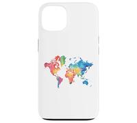 Mappa Colorata Della Terra Paesi Continente Geografia Mappa Custodia per iPhone 13