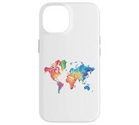 Mappa Colorata Della Terra Paesi Continente Geografia Mappa Custodia per iPhone 14