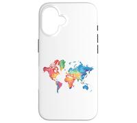 Mappa Colorata Della Terra Paesi Continente Geografia Mappa Custodia per iPhone 16