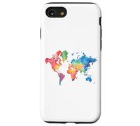 Mappa Colorata Della Terra Paesi Continente Geografia Mappa Custodia per iPhone SE (2020) / 7 / 8
