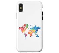 Mappa Colorata Della Terra Paesi Continente Geografia Mappa Custodia per iPhone X/XS