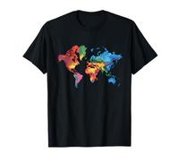 Mappa Colorata Della Terra Paesi Continente Geografia Mappa Maglietta