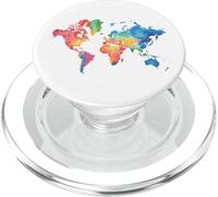 Mappa Colorata Della Terra Paesi Continente Geografia Mappa PopSockets PopGrip per MagSafe