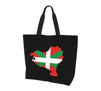 Mappa con bandiera della borsa per la spesa riutilizzabile in tela leggera da donna basca nera