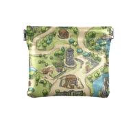 Mappa da gioco vintage borsa da donna piccola cambio pelle borsa pratico organizzatore per chiavi carte da viaggio per donne viaggi, mappa di gioco vintage villaggio, 1 dimensione, stampa arte, Mappa