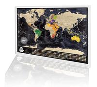 Mappa da grattare con cornice - Poster Mappa Viaggi Con Bandiere (73x3x43cm), Idee Regalo Viaggiatori, Scratch your Travels, Scratch The World Map, Made in Europa