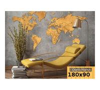 Mappa Da Parete in legno 180x90 senza bordi colore legno Noce noce