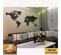 Mappa Da Parete in legno 180x90 senza bordi colore legno Palissando marrone