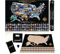 Mappa degli Stati Uniti da grattare + tutti i 63 parchi nazionali degli Stati Uniti da grattare, kit mappa di viaggio, diario regalo per viaggiatori, mappa degli Stati Uniti per gli appassionati di