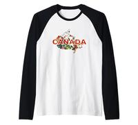 Mappa del Canada con Erbe e botanici autoctoni - Souvenir della Natura Maglia con Maniche Raglan