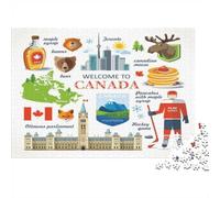 Mappa del Canada Elementi iconici Puzzle 1000 Pezzi Gioco di Puzzle 1000 Pezzi Carta Cultura canadese Educativo Famiglia Relax Regalo Decorazione Casa 70x50cm/1000pcs