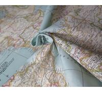 MAPPA DEL MONDO 2 Globi Atlas Tessuto Arredamento Materiale Cotone...