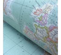 MAPPA DEL MONDO 2 Globi Atlas Tessuto Arredamento Materiale Cotone Larghezza ...