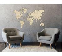 Mappa del mondo 3D da parete in legno XXL colori naturali