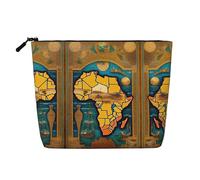 Mappa del mondo astratta versatile viaggio trucco borsa da viaggio sacchetto con cerniera accessori organizer, Nero , Taglia unica, Beauty case