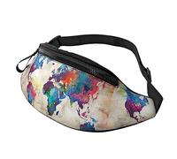 Mappa del mondo astratto per uomo Donna con cinturino regolabile per corsa, viaggio, escursionismo, allenamento con il cane