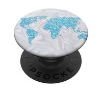 Mappa del mondo blu Viaggi avventurosi Wanderlust PopSockets PopGrip Adesivo