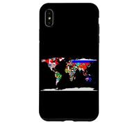 Mappa del mondo con bandiere del paese, bordi di tutti i continenti tee Custodia per iPhone XS Max