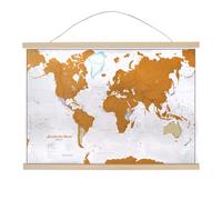 Mappa del mondo da grattare - Barre magnetizzate in legno per appendere | Maps International - 59 x 42 cm - 60 anni + di creazione di mappe