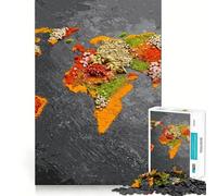 Mappa del mondo delle spezie, puzzle da 1000 pezzi per adolescenti, gioco di logica stimolante, divertimento per il tempo libero, oggetto da collezione con bordi trasparenti 50x75cm