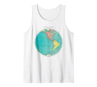 Mappa del Mondo dell'emisfero Occidentale Design Cartografia Globe Art Canotta