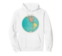 Mappa del Mondo dell'emisfero Occidentale Design Cartografia Globe Art Felpa con Cappuccio