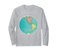 Mappa del Mondo dell'emisfero Occidentale Design Cartografia Globe Art Maglia a Manica