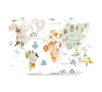 Mappa del mondo e Animali Stickers Murali Bambini, Mappa del Mondo Animali Adesivi Murali, Adesivo da Parete con Mappa del Mondo Degli Animali, Animal World Map Wall Stickers per Camerette Bambini