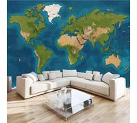 Mappa Del Mondo Fotomurali 3D Effetto Nord E Sud Terra Non Tessuto Murale Carta Da Parati Decorazione Da Parete 366x254 cm Per Soggiorno Camera Da Letto Ufficio