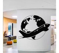 Mappa del mondo globo terra pianeta continenti scuola geografia viaggio cultura USA adesivo da parete in vinile decorazione per la casa decalcomania murale 56 x 42 cm