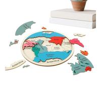 Mappa del Mondo in Legno a Forma di Puzzle, Gioco Educativo per Imparare i Continenti e i Colori, Puzzle Mappa del Mondo Colorato, per Bambini e Bambine, Camera da Gioco, Cameretta