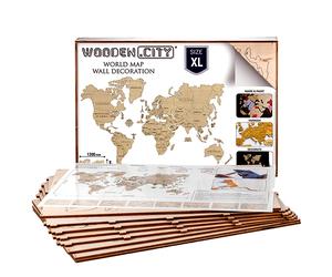 MAPPA DEL MONDO IN LEGNO decorazione murale in 3D XL un metro e venti per 80