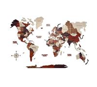 Mappa del Mondo in legno, Green Split - Decorazione murale 3D