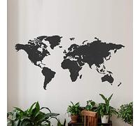 Mappa del mondo in legno - Nero - ExtraLarge (185 x 92 cm) - Decorazione per la casa - Decorazione murale - Decorazione da parete in legno - Mappa del mondo in legno