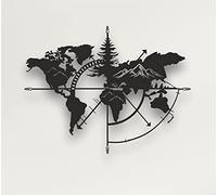 Mappa del Mondo in Metallo Montagna, Decorazione Murale in Metallo, Decorazione per la Casa, Decorazione Soggiorno, Piastra metallica (101x76 cm)