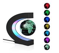 Mappa del mondo magnetico fluttuante globo rotante flink globo (con luci a LED) ufficio casa desktop gadget decorativi amici insegnanti negozio di compleanno (nero e argento)