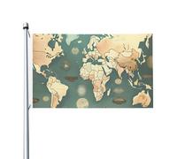 Mappa del mondo per interni ed esterni stampa retrò bandiera su entrambi i lati da giardino cortile esterno banner decorativo Dimensioni 3 x 5 Ft