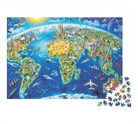 Mappa del Mondo Puzzle 1000 Pezzi Gioco di Puzzle 1000 Pezzi Geografico Educativo Carta Puzzle per Adulti Famiglia Relax Arredo Casa Regalo 70x50cm/1000pcs