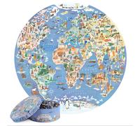 Mappa Del Mondo Puzzle Illustrato 1000 Pezzi Rotondo Jigsaw Di Bopster