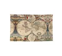 Mappa del mondo retrò stampa 3 dimensioni bandiere arazzo per camera dormitorio, banner sfondo decorazione per laurea e matrimonio