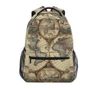 Mappa Del Mondo Vintage Artistica Zaino Scolastico per Ragazzi Ragazze,Borse per Libri e Studenti Alla Moda