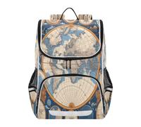 Mappa Del Mondo Vintage Blu Terra Zaino Scolastico Borsa Ad Alta Capacità per Ragazze e Ragazzi