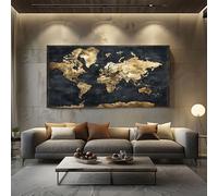 Mappa Del Mondo Vintage Quadri Moderni su Tela per Soggiorno e Camera da Letto Stampe Senza Cornice 70x140cm, Decorazioni da Parete Mappa Antica Quadri Moderni Soggiorno e Camera da LettoOro Di Lusso