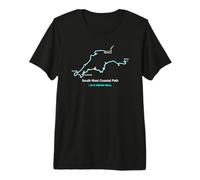 Mappa del Percorso di South West Coast Path Trail in Inghilterra Maglietta Premium