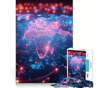 Mappa del pianeta in colori neon, puzzle per adulti da 1000 pezzi, gioco per allenare la mente, rilassante, da assemblare, regalo artistico (50x75cm)