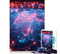 Mappa del pianeta in colori neon, puzzle per ragazzi, 1000 pezzi, gioco divertente e stimolante, decorazione murale con ritagli chiari (38x52cm)