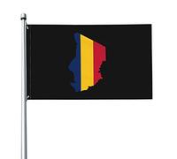 Mappa Del Territorio Del Ciad Bandiere Di Benvenuto Resistente Alle Intemperie Bandiera Da Cortile Divertente Bandiere Da Giardino Per Patio Interni All'Aperto 90X150Cm