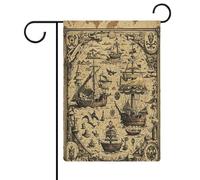 Mappa del tesoro Marittimo Pirata Giardino Bandiera Casa Prato Cartello di Benvenuto Banner Doppio Lato Piccole Bandiere Personalizzate per Piscina Cortile Esterno Decorazione Della Parete Della Casa