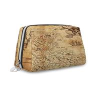 Mappa del tesoro, trousse da donna, mappa del tesoro super dettagliata, borsa cosmetica in pelle, borsa da viaggio impermeabile, borsa per il trucco, giallo, M, Giallo_2, Taglia unica, Beauty Case
